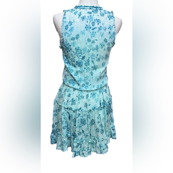 Poupette St Barth Dress Womens Size Small Aqua Teal Blue Floral Tassels - Picture 4 of 9